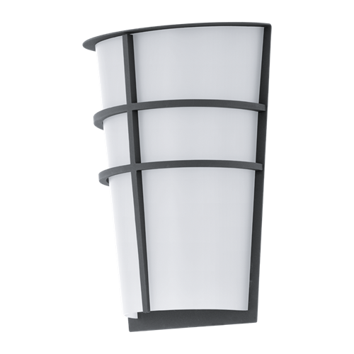Breganzo LED vægtlampe i Galvaniseret Stål Anthracite med skærm Hvid plastik, 2x2,5W LED, bredde 18 cm, dybde 11,5 cm, højde 25 